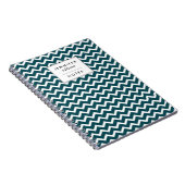 パーソナライズな暗いティール（緑がかった色）のジグザグパターン ノートブック (右側)