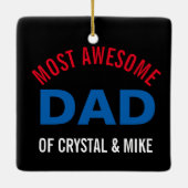 パーソナライズな最も素晴らしいパパ親カッコいい セラミックオーナメント (裏面)