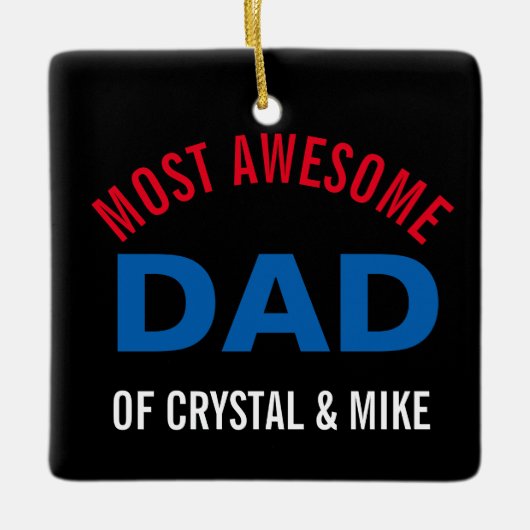 パーソナライズな最も素晴らしいパパ親カッコいい セラミックオーナメント (正面)