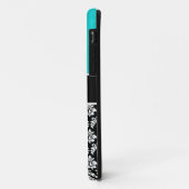 パーソナライズな最初の水の黒のダマスク織パターン Case-Mate iPhoneケース (裏面/左)