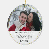 パーソナライズな最初結婚したなクリスマスのオーナメント セラミックオーナメント (左)