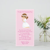 パーソナライズな最初聖餐のしおりの女の子 サンキューカード (スタンド正面)