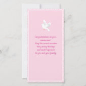 パーソナライズな最初聖餐のしおりの女の子 サンキューカード (裏面)