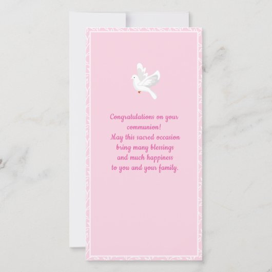 パーソナライズな最初聖餐のしおりの女の子 サンキューカード (裏面)