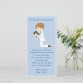 パーソナライズな最初聖餐のしおりの男の子 サンキューカード (スタンド正面)