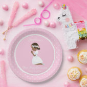 パーソナライズな最初聖餐のアフリカ系アメリカ人の女の子 ペーパープレート (パーティー)