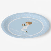 パーソナライズな最初聖餐のブルネットの男の子 ペーパープレート (アングル)