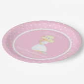 パーソナライズな最初聖餐のブロンドの女性の女の子 ペーパープレート (アングル)