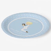 パーソナライズな最初聖餐のブロンドの女性の男の子 ペーパープレート (アングル)