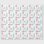 パーソナライズな最初誕生日の女の子 ラッピングペーパー (フラット)