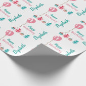 パーソナライズな最初誕生日の女の子 ラッピングペーパー (角)