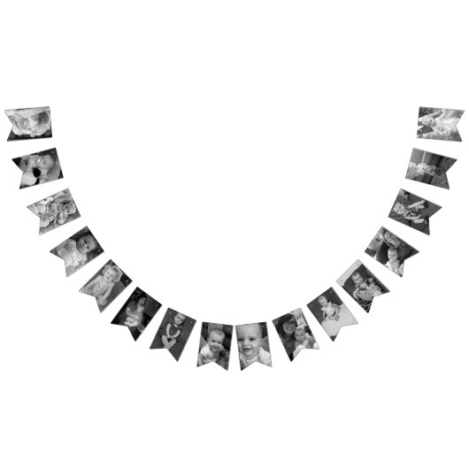 パーソナライズな最初誕生日の白黒写真 バンティングフラッグ (全)