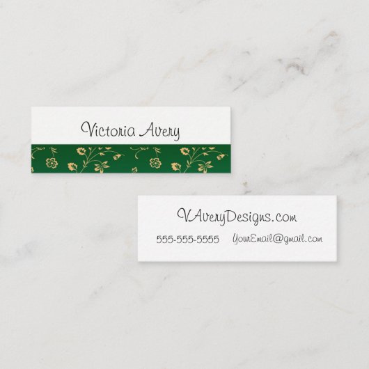 パーソナライズな最小主義の花柄のモダン スキニー名刺 (正面/裏面)