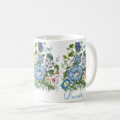 パーソナライズな朝顔のマグ コーヒーマグカップ (正面右)