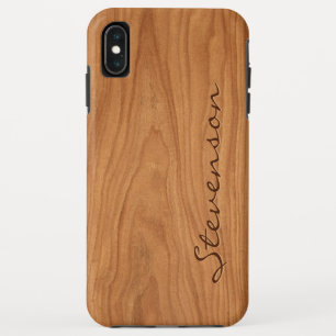 パーソナライズな木製の一見-クルミの木製の穀物の質 iPhone XS MAXケース