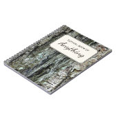 パーソナライズな木製の植物の古いマツ吠え声の写真 ノートブック (左側)