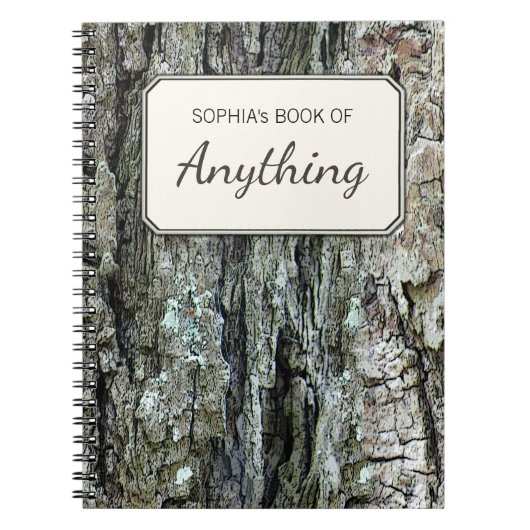 パーソナライズな木製の植物の古いマツ吠え声の写真 ノートブック (正面)