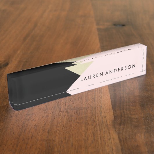 パーソナライズな机の名札のプラクのピンクの金ゴールド デスクネームプレート (側面)