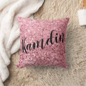 パーソナライズな枕ばら色の金ゴールドのグリッター クッション (ブランケット)