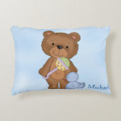 パーソナライズな枕男の赤ちゃんのテディー・ベア アクセントクッション (正面)