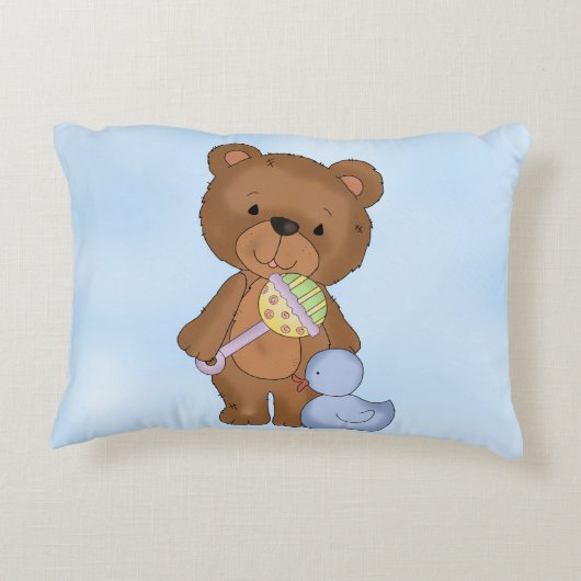 パーソナライズな枕男の赤ちゃんのテディー・ベア アクセントクッション (裏面)