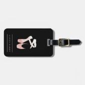 パーソナライズな柔らかい勾配のピンクのバレエシューズ ラゲッジタグ (正面横)