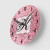 パーソナライズな柱時計のばら色の金ゴールドのグリッター ラウンド壁時計 (傾斜)