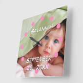 パーソナライズな柱時計のベビーの名前および生年月日 スクエア壁時計 (傾斜)