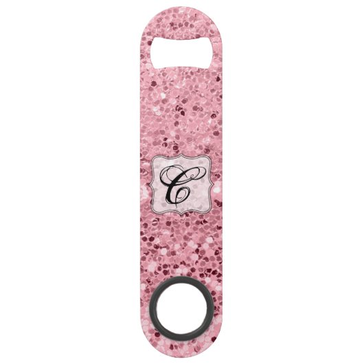 パーソナライズな栓抜きのばら色の金ゴールドのグリッター スピード栓抜き (正面)