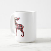 パーソナライズな格子縞のアメリカヘラジカのコーヒー・マグ コーヒーマグカップ (正面左)