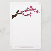 パーソナライズな桜の鳥の文房具 便箋 (正面/裏面)