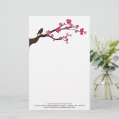 パーソナライズな桜の鳥の文房具 便箋 (スタンド正面)