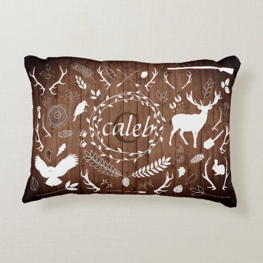 パーソナライズな森林男の赤ちゃんの子供部屋の装飾の納屋 アクセントクッション (裏面)