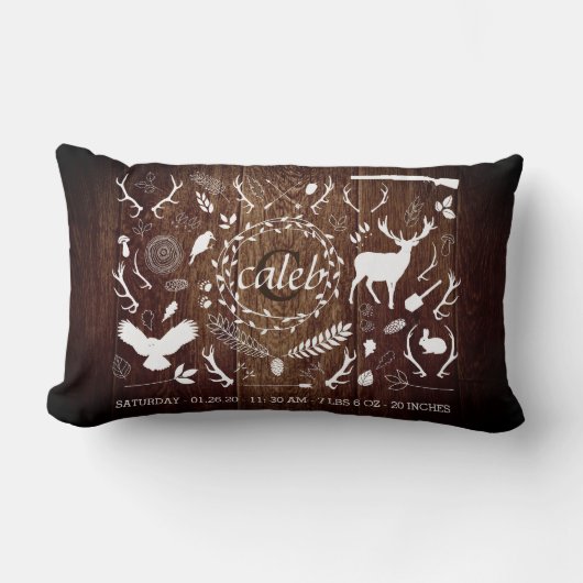 パーソナライズな森林男の赤ちゃんの子供部屋の装飾の納屋 ランバークッション (正面)