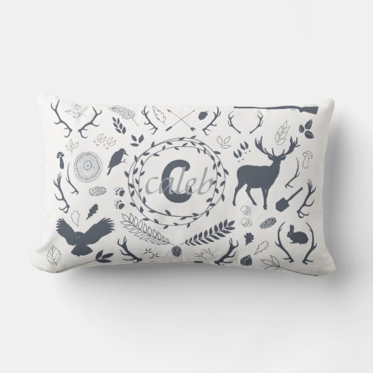 パーソナライズな森林男の赤ちゃんの子供部屋の装飾 ランバークッション (正面)