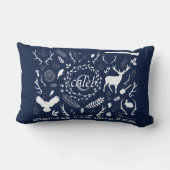 パーソナライズな森林男の赤ちゃんの子供部屋の誕生Stats ランバークッション (裏面)