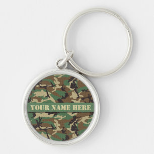 パーソナライズな森林迷彩柄の回状Keychain キーホルダー