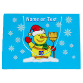 パーソナライズな極度のかわいい雪だるまのソフトボールのギフトバッグ ラージペーパーバッグ (正面)