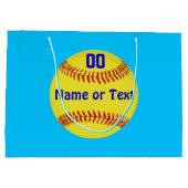 パーソナライズな極度のかわいい雪だるまのソフトボールのギフトバッグ ラージペーパーバッグ (裏面)