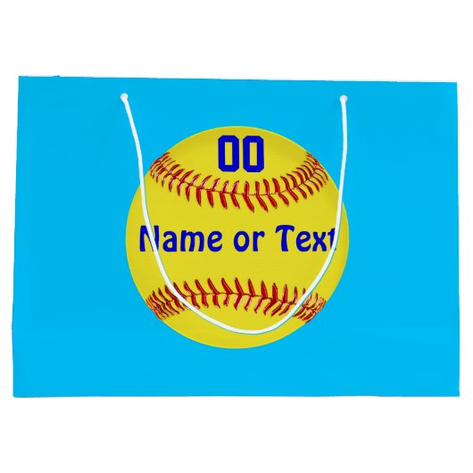 パーソナライズな極度のかわいい雪だるまのソフトボールのギフトバッグ ラージペーパーバッグ (裏面)