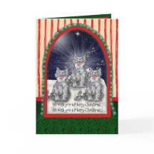 パーソナライズな歌う水彩画のクリスマス猫