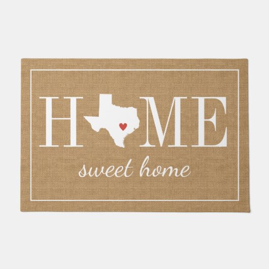パーソナライズな歓迎された家のテキサス州のジュートの玄関マット ドアマット (正面)
