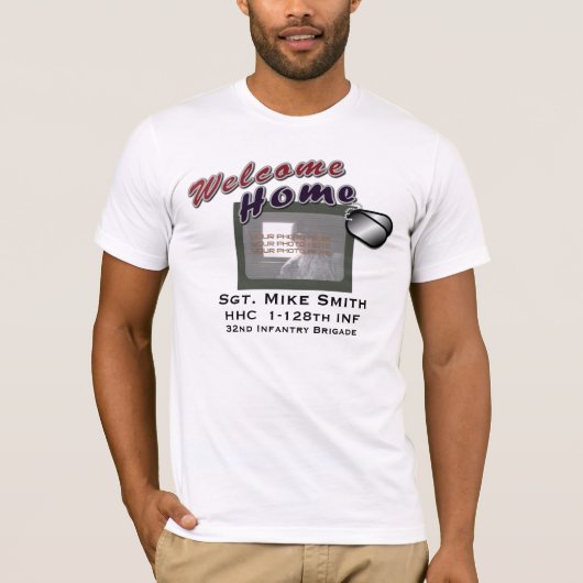 パーソナライズな歓迎された家の軍のカスタムな写真 Tシャツ (正面)