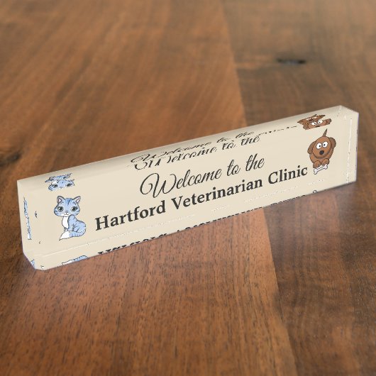 パーソナライズな歓迎された獣医の名札の印 デスクネームプレート (側面)