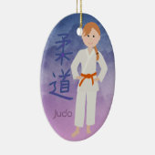 パーソナライズな武道の赤毛のオレンジベルト セラミックオーナメント (右)