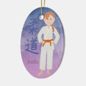 パーソナライズな武道の赤毛のオレンジベルト セラミックオーナメント (左)