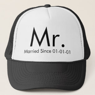 パーソナライズな氏。 たった今結婚しましたの新郎の帽子 キャップ