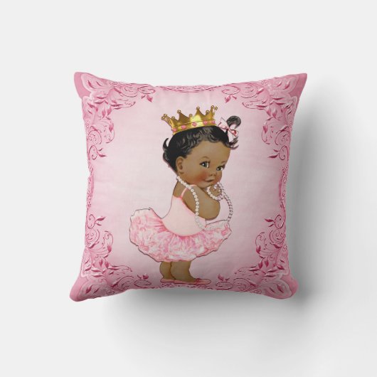 パーソナライズな民族のプリンセスのバレリーナのピンク クッション (裏面)