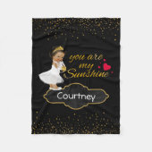 パーソナライズな民族のプリンセスの金ゴールドの日光の子供部屋 フリースブランケット (正面)