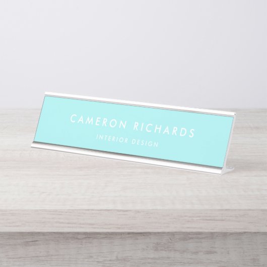 パーソナライズな水のモダンな最小主義のタイポグラフィ デスクネームプレート (正面)